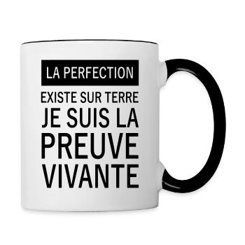 la perfection existe sur terre - Mug contrasté - blanc/noir - Droite