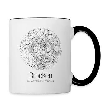 Brocken | Landkarte Topografie Design - Contrasting Mug - white/black - Right