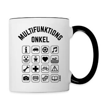 Multifunktions Onkel (16 Icons) - Tasse zweifarbig - Weiß/Schwarz - Rechts