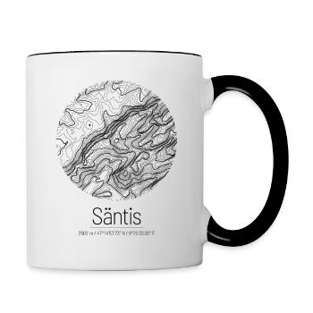 Säntis | Carte géographique Topographie Design - Mug contrasté - blanc/noir - Droite