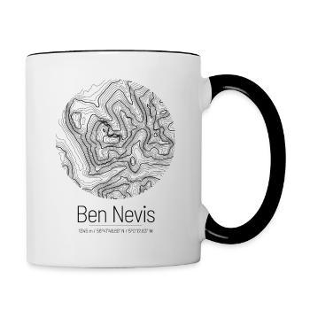 Ben Nevis | Map topography design - Contrasting Mug - white/black - Right