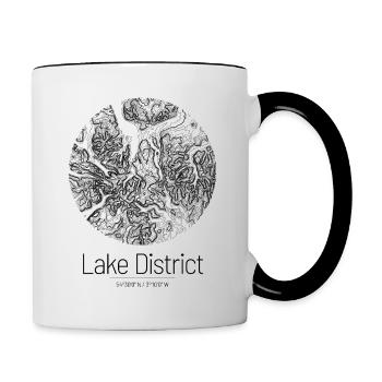 Lake District | Conception de la topographie de la carte - Mug contrasté - blanc/noir - Droite