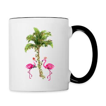 Tropical Flamingo Christmas - Contrasting Mug - white/black - Right