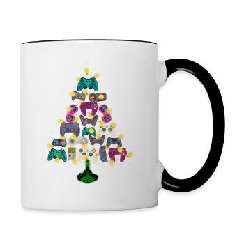 Joueur d’arbre de Noël - Mug contrasté - blanc/noir - Droite