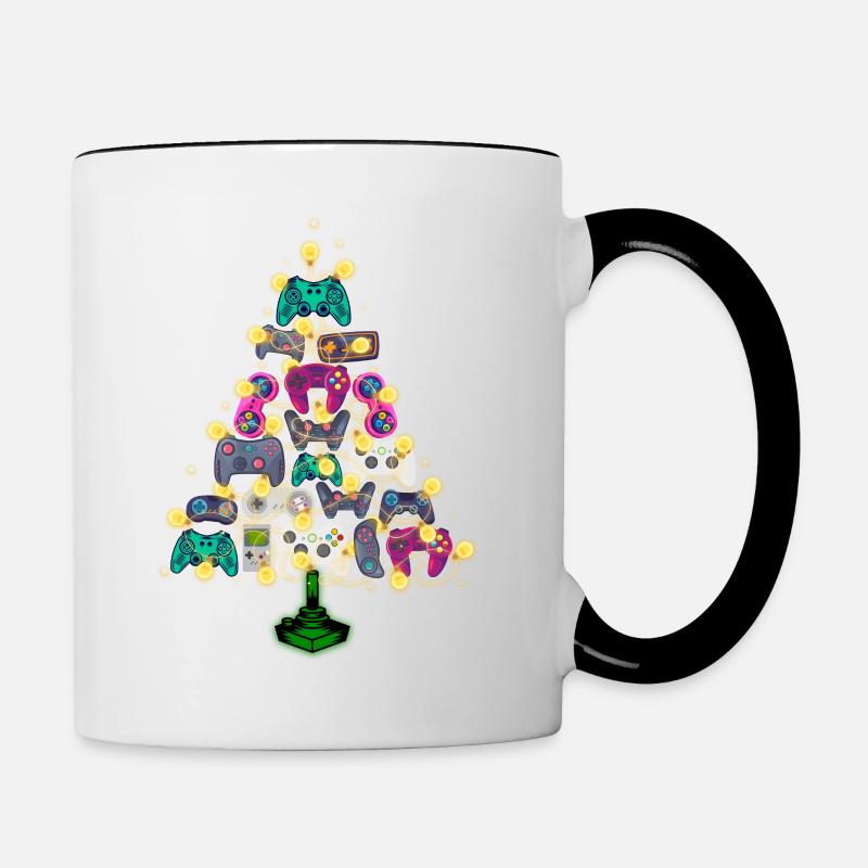 Christmas Tree Gamer - Contrasting Mug - white/black