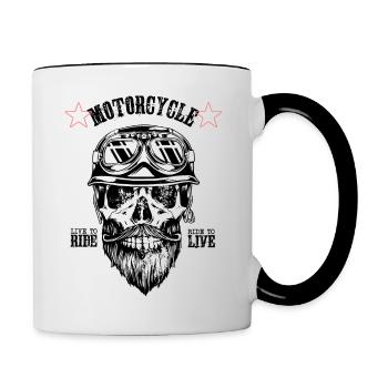 Motorrad Biker Skull - LIVE TO RIDE... - Tasse zweifarbig - Weiß/Schwarz - Rechts