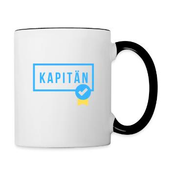 Kapitänsprüfung bestanden - Geschenk für Kapitäne - Tasse zweifarbig - Weiß/Schwarz - Rechts