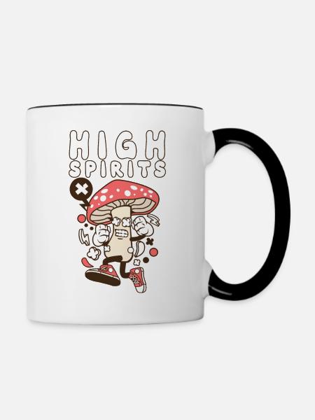 High Spirits Magic Mushroom - Geschenk - Tasse zweifarbig - Weiß/Schwarz