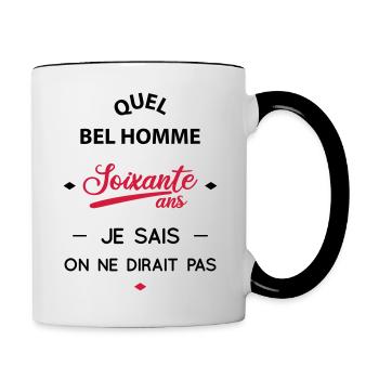 Anniversaire 60 ans - Quel bel homme - Mug contrasté - blanc/noir - Droite