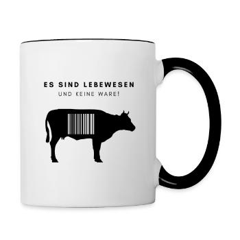 Es sind Lebewesen und keine Ware EDITION: Kuh - Tasse zweifarbig - Weiß/Schwarz - Rechts