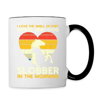 Idée cadeau Smell Dirt Horse et Dog Slobber - Mug contrasté - blanc/noir - Droite