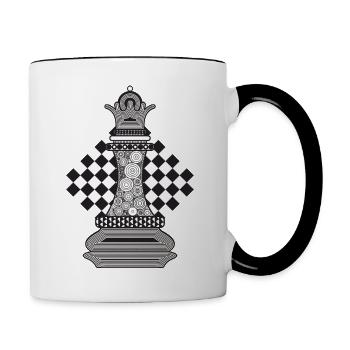 Échec Dame - Mug contrasté - blanc/noir - Droite