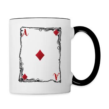 Das Karo-Ass. - Tasse zweifarbig - Weiß/Schwarz - Rechts