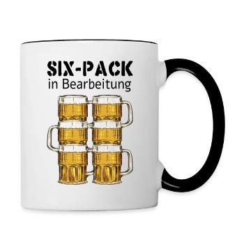 Six-Pack in Bearbeitung - Tasse zweifarbig - Weiß/Schwarz - Rechts