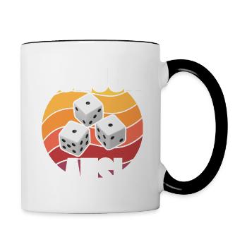Schock Aus! Schocken Würfelspiel Trinkspiel - Tasse zweifarbig - Weiß/Schwarz - Rechts