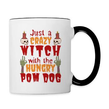 Zwergspitz Halloween Costume Chien Dicton - Mug contrasté - blanc/noir - Droite
