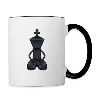 King Martial Arts Fighter Schachfigur Kick Fight - Tasse zweifarbig - Weiß/Schwarz - Rechts