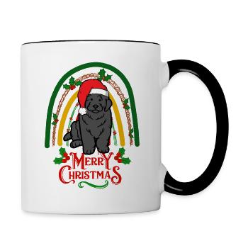 Neufundländer Weihnachten Hund - Tasse zweifarbig - Weiß/Schwarz - Rechts