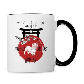 Glen de imaal Terrier Japon Kanji - Mug contrasté - blanc/noir - Droite