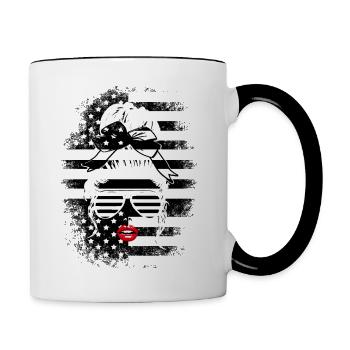 Lunettes de femme Lèvres rouges Bouche Drapeau américain - Mug contrasté - blanc/noir - Droite