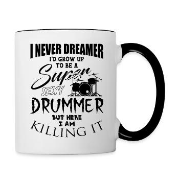 Drums Music - Tasse zweifarbig - Weiß/Schwarz - Rechts