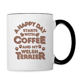 Welsh Terrier Coffee Dog Cafe - Contrasting Mug - white/black - Right
