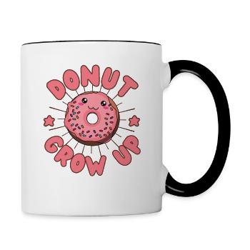 Donut grow up Donut kawaii - Contrasting Mug - white/black - Right