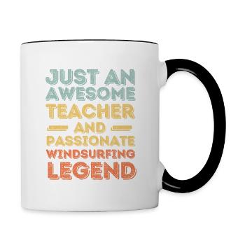 Lehrer Windsurfen retro - Tasse zweifarbig - Weiß/Schwarz - Rechts