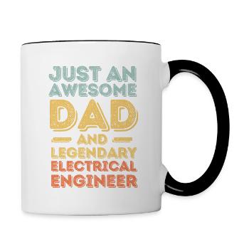 Papa Elektroingenieur Vatertag - Tasse zweifarbig - Weiß/Schwarz - Rechts