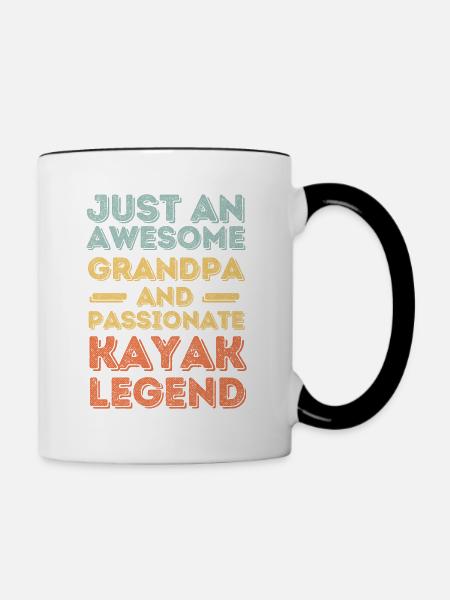 Opa Kayak fahren retro - Tasse zweifarbig - Weiß/Schwarz