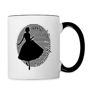 Every body is beautiful woman beauty - Contrasting Mug - white/black - Right
