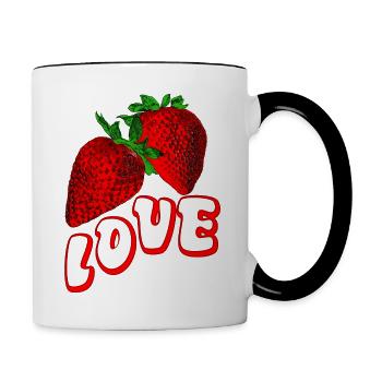 saftige Erdbeeren Liebe Frucht Obst reif saftig - Tasse zweifarbig - Weiß/Schwarz - Rechts