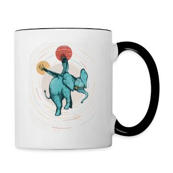 Flying elephant. - Contrasting Mug - white/black - Right