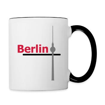 Berlin Hauptstadt Deutschland Fernsehturm Berliner - Tasse zweifarbig - Weiß/Schwarz - Rechts