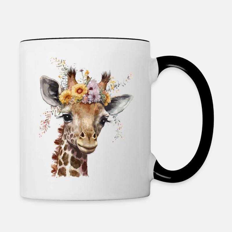 Jolie girafe - Mug contrasté - blanc/noir