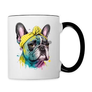 Bouledogue français - Mug contrasté - blanc/noir - Droite
