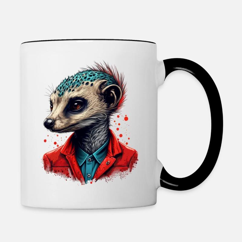 Erdmännchen - Tasse zweifarbig - Weiß/Schwarz