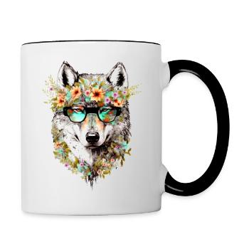 Cooler Wolf - Tasse zweifarbig - Weiß/Schwarz - Rechts