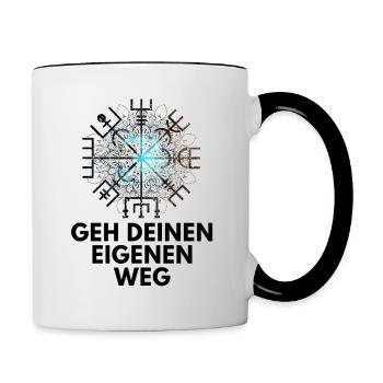Wegweiser VEGVISIR - Tasse zweifarbig - Weiß/Schwarz - Rechts