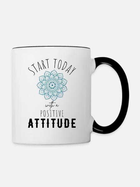 POSITIVE EINSTELLUNG MINDSET Motivation - Tasse zweifarbig - Weiß/Schwarz
