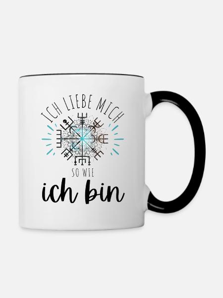Wegweiser Motivation - VEGVISIR - Tasse zweifarbig - Weiß/Schwarz