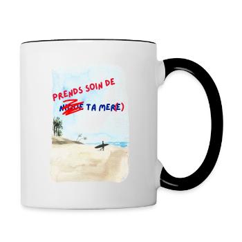 Prends soin de ta mer - Mug contrasté - blanc/noir - Droite