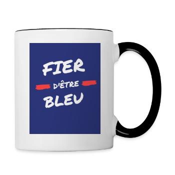 Fier etre Bleu. Soutenez les Bleus. Coupe du monde - Mug contrasté - blanc/noir - Droite