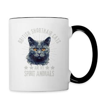British Shorthair Cat Lover Geometry - Mug contrasté - blanc/noir - Droite