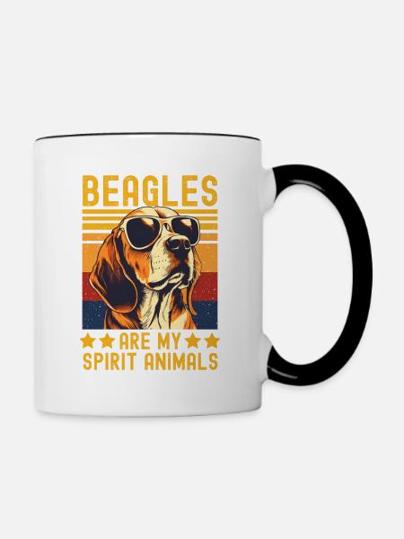 Beagle mit sonnenbrille retro - Tasse zweifarbig - Weiß/Schwarz
