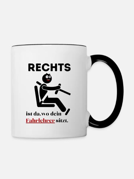 Rechts Links Schwäche Auto Fahren - Tasse zweifarbig - Weiß/Schwarz