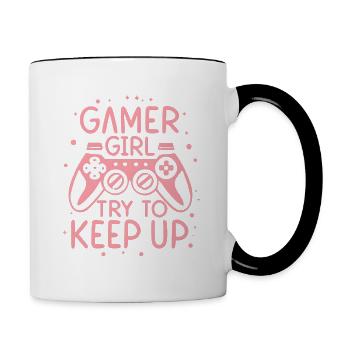 Gamer Girl essaie de suivre - Mug contrasté - blanc/noir - Droite