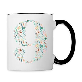 9-jähriges florales Jubiläum - Tasse zweifarbig - Weiß/Schwarz - Rechts