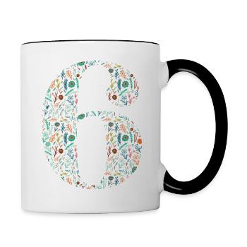 6th Floral Anniversary - Contrasting Mug - white/black - Right