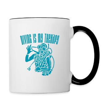 Tauchen ist meine Therapie (1) - Tasse zweifarbig - Weiß/Schwarz - Rechts
